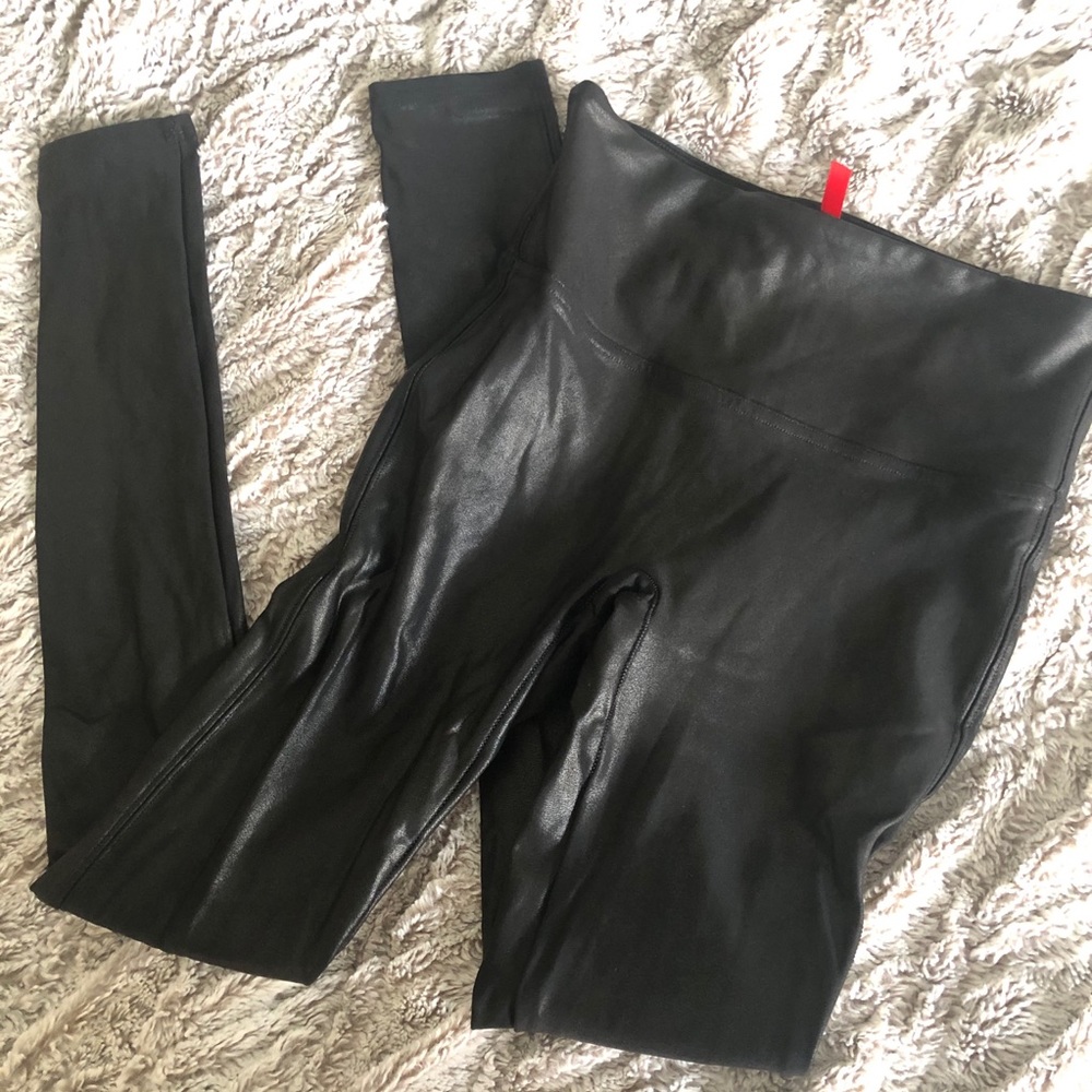 Black Faux Leather Spanx Leggings